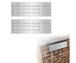 Lot de 2 grilles d'aération en acier inoxydable 11,5 x 38 cm pour barbecue extérieur avec design à persiennes pour feu
