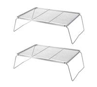 Lot de 2 grilles de cuisson portables en acier inoxydable pour les | Grilles en acier inoxydable antirouille, faciles à nettoyer, stables pour la gestion des flammes, les aventures en plein air