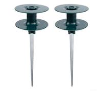 Lot de 2 guides de tuyau d'arrosage avec roue en résine et piquet en zinc pour faciliter le passage du tuyau
