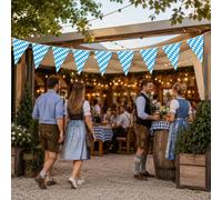 Lot de 2 guirlandes bavaroises pour fête de la bière - 16 m - Bleu/blanc - Couleur 3