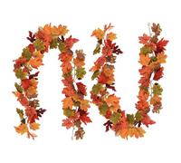 Lot de 2 guirlandes d'automne - Feuilles d'érable artificielles - Décoration d'automne - 176 cm