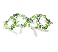 Lot de 2 guirlandes de glycines artificielles réalistes de 2 m, en soie blanche pour décoration de maison, jardin, mariage, rotin flexible à suspendre pour mur, porte, miroir, décoration de fête
