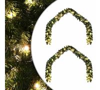 Lot de 2 guirlandes de Noël en PVC vert avec 600 LED, 2 x 20 m de long, résistant aux intempéries, pour intérieur et extérieur, décoration de Noël, idéale pour décorer le salon, la fenêtre