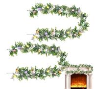 Lot de 2 guirlandes de Pâques pastel pour décoration d'œufs de Pâques | Décorations de printemps artificielles de 175 cm pour maison, fête, mur, cheminée, escaliers, fenêtre