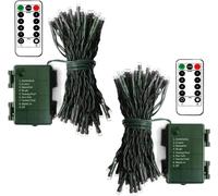 Lot de 2 guirlandes lumineuses de Noël, longueur 5 mètres, 50 LED, alimentées par batterie, avec télécommande