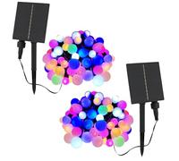 Lot de 2 guirlandes lumineuses solaires 100 ampoules rondes multicolores LED BILLY RGB 10.90m