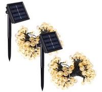 Lot de 2 guirlandes solaires extérieures lumineuses jardin, terrasse - Grosses ampoules LED Ø 2.2 cm, 8 modes - 7 m - Blanc chaud - Linxor Blanc chaud