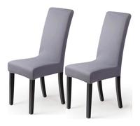 Lot de 2 Housse de Chaises Haute Salle a Manger Gris Universelle Extensible Stretch-Housse pas cher Moderne Housse Décor de Chaise