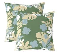Lot de 2 Housse de Coussin 40x40 Feuilles d'Arbre Taie d'oreiller Botanique de la Jungle Housse d'oreiller Floral Boho Monstera Deliciosa Décoration Plage Hawaii Plante Tropicale,Vintage Olive Green