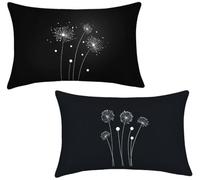 Lot de 2 Housse de Coussin 40x60 Plante Housse Coussin Exterieur Impermeable Velours Taie d'oreiller Coussins Canapé Taie d Oreiller Coussins Décoratifs pour Jardin Canapé Chambre Lit, Noir x-948