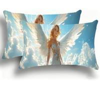 Lot de 2 Housse de Coussin 40x80 cm en Velours Beau, Oreiller Decoratif, Housse Coussin Canapé, Ange Doux Taies d'oreiller Décoratives, avec Fermeture éclair Invisible pour Lit Chambre Salon W0VJ-820