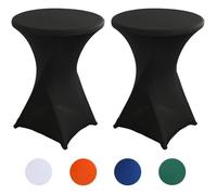 Lot de 2 Housse Mange Debout, 80x110cm Nappe en Spandex Extensible, Nappe Ronde élégante , Noir