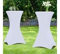 IDMarket - Lot de 2 Housses Blanches pour Table Haute Pliante 105 cm
