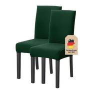 Lot de 2 housses de chaise extensibles vertes - assise 38-45 cm, dossier 45-65 cm - mariage, fête, hôtel, salle à manger
