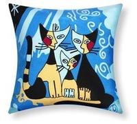 Lot de 2 Housses de Coussin 45x45 cm Brodées Art Siamois Avizar Multicolore Multicolore G