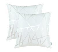 Lot de 2 housses de coussin CaliTime - Pour canapé - Moderne - Motif triangles abstraits contrastants brillant et mat - Lignes géométriques, blanc, 40cm x 40cm