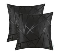 Lot de 2 Housses de Coussin CaliTime - pour canapé - Moderne - Motif Triangles Abstraits Contrastants Brillant et Mat - Lignes géométriques, Noir, 40cm x 40cm