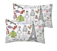 Lot de 2 housses de coussin carrées décoratives pour canapé, lit, voiture, canapé - Tour Eiffel