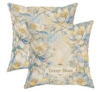 Lot de 2 housses de coussin carrées lavables en velours doux et vintage shabby chic pour salon, lit, bureau, canapé, chaise, 45,7 x 45,7 cm, bleu