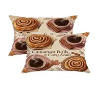 Lot de 2 housses de coussin décoratives en rouleau de cannelle, confortables et rustiques en velours doux pour salon, appartement, lit, sofa, décoration de tasse de café rustique, bâtons de cannelle