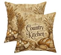Lot de 2 housses de coussin décoratives en velours doux lavable à motif paniers rustiques de campagne pour salon, lit, bureau, canapé, chaise (30,5 x 30,5 cm, beige)
