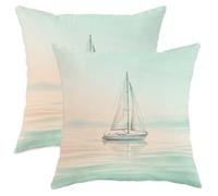 Lot de 2 housses de coussin décoratives minimalistes avec fermeture éclair dissimulée pour maison, salon, chambre à coucher, dortoir, canapé, 55,9 x 55,9 cm, bleu turquoise