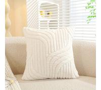 Lot de 2 housses de coussin en fausse fourrure blanc crème 45x45 cm, motif à carreaux doux, décoratif, style bohème, housse de coussin pour canapé, lit, salon, style moderne 40*40,45*45,30*50,50*50Uni