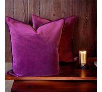 Lot de 2 housses de coussin en velours faites à la main pour canapé, chaise, lit, voiture, canapé, décoration d'intérieur (prune, 40 x 40 cm)