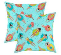 Lot de 2 housses de coussin gonflables avec fermeture éclair dissimulée pour la maison, le salon, la chambre à coucher, le dortoir, le canapé - 35,6 x 35,6 cm - Aqua