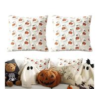 Lot de 2 housses de coussin Halloween fantôme 3D - Coussin d'automne en vel | Applique Fantôme 3D Texturée, Tissu En Velours Ultra Doux De Qualité Supérieure, Fermeture Éclair Dissimulée, Ajustement Stan