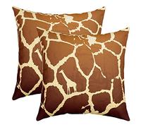 Lot de 2 Housses de Coussins 45x45 À Motif de Girafe,Housse d'oreiller À Motif D'Animaux Sauvages D'Afrique pour Maison Canapé Lit,Taie d'oreiller À Motif D'Animaux Du Zoo pour Enfants Filles Garçons