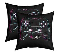 Lot de 2 Housses de Coussins 55x55 Gaming, Housse d'oreiller Jeux Vidéo pour Maison Lit Canapé, Taie d'oreiller Joueur Moderne, Taie Oreiller Manette de Jeu Abstraite, Coussin Décoratifs Douce, Noir