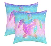 Lot de 2 Housses de Coussins 60x60 en Écailles de Sirène, Housse d'oreiller Décorative en Forme de Tortue et de Reptile pour Soutien Lombaire, Taie d'oreiller Tortue de Mer Vie Marine pour Femmes