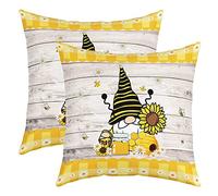 Lot de 2 Housses de Coussins Abeille,Housse d'oreiller Fleurs Tournesol Marguerite Enfants Garçons Filles,Taie d'oreiller Nid D'Abeille pour Canapé,Coussin Décoratifs Dessin Animé de Ferme 60x60