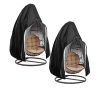 Lot de 2 Housses de Fauteuil Suspendu de Patio avec Fermeture éclair, imperméable, résistante aux intempéries, Solide et Coupe-Vent, Noir, 190 x 114 cm