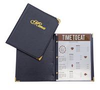 Lot de 2 housses de menu en similicuir de qualité supérieure - Porte-menu de 21,6 x 27,9 cm avec pochette transparente - Vue 7 pages 14 pour restaurants, bars et cafés