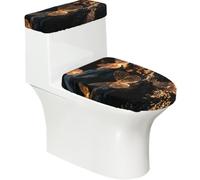 Lot de 2 housses de siège de toilette et de réservoir en tissu polyester avec fond élastique doux universel pour la plupart des couvercles de cuvette de toilette Motif papillon