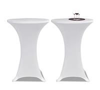 Lot de 2 housses de table extensibles pour table mange-debout - Diamètre : 60 cm - Blanc - Élastique - Lavable jusqu'à 40 °C - Pour mariage, réception, salle à manger, salon - Protection et décoration