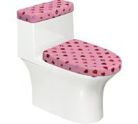 Lot de 2 housses extensibles pour abattant de toilette et réservoir de toilette avec fond élastique, housse de siège de toilette douce, motif cœur géométrique pour la Saint-Valentin, la salle de bain