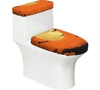 Lot de 2 housses extensibles pour abattant de toilette et réservoir de toilette avec fond élastique, couverture de siège de toilette douce, visage de citrouille, fantôme pour Halloween, pleine lune