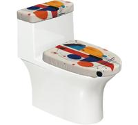 Lot de 2 housses extensibles pour abattant de toilette et réservoir de toilette avec fond élastique, housse de siège de toilette douce, peinture géométrique abstraite, pour salle de bain, décoration