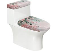Lot de 2 housses extensibles pour abattant de WC et réservoir de toilette avec fond élastique, housse de siège de toilette douce à motif de vignes d'eucalyptus sur le dessus pour salle de bain et