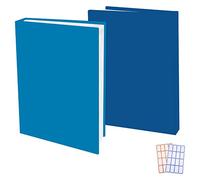 Lot de 2 housses extensibles pour livres manuels jusqu'à 22,9 x 30,5 cm, fournitures de bureau avec étiquettes autocollantes gratuites (bleu clair + bleu)