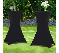 IDMarket - Lot de 2 Housses Noires pour Table Haute Pliante 105 CM
