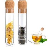 Lot de 2 infuseurs à thé en verre avec bouchon en bois