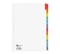 Lot de 2 - Intercalaire A4 carte bristol blanche Bruneau 12 onglets mensuels multicolores - 1 jeu - Intercalaires mensuels cartonnés - Bruneau