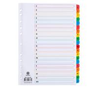Lot de 2 - Intercalaire A4 carte bristol blanche Bruneau 20 onglets alphabétiques multicolores - 1 jeu - Intercalaires alphabétiques cartonnés - Bruneau