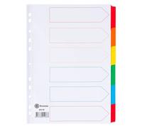 Lot de 2 - Intercalaire A4 carte bristol blanche Bruneau 6 onglets neutres multicolores - 1 jeu - Intercalaires neutres cartonnés - Bruneau