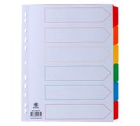 Lot de 2 - Intercalaire A4+ carte bristol blanche Bruneau 6 onglets neutres multicolores - 1 jeu - Intercalaires neutres cartonnés - Bruneau