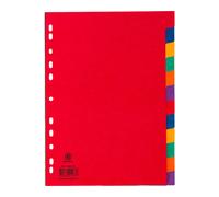 Lot de 2 - Intercalaire A4 carte lustrée colorée Bruneau 12 onglets neutres multicolores - 1 jeu - Intercalaires neutres cartonnés - Bruneau